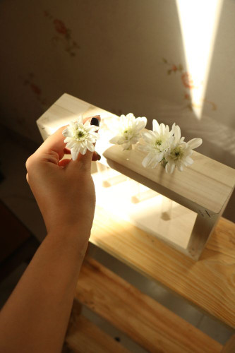 گلدان ایستاده سه شیشه متریال چوب فنلاندی/شیشه پیرکس