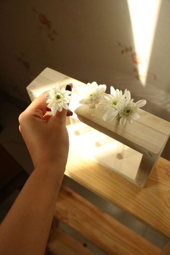 گلدان ایستاده سه شیشه متریال چوب فنلاندی/شیشه پیرکس