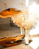 آینه روستیک دیواری قطر۷۰ سانت متریال چوب خوش نقش زیتون جنگلی